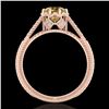 Image 4 : 1.25 CTW Intense Fancy Yellow Diamond Engagement Art Deco Ring 18K Rose Gold - REF-195M5H - 37526