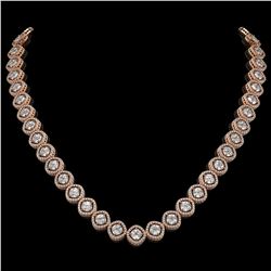 29.37 CTW Cushion Cut Diamond Designer Necklace 18K Rose Gold - REF-5275F5N - 42804