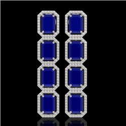 20.59 CTW Sapphire & Diamond Halo Earrings 10K White Gold - REF-213X8T - 41576