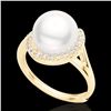 Image 2 : 0.27 CTW VS/SI Diamond & White Pearl Designer Ring 18K Yellow Gold - REF-50N8Y - 22624