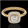 Image 1 : 1.16 CTW Micro Si Cushion Diamond Engagement Ring Solitaire Halo 18K Yellow Gold - REF-149T5M - 2103