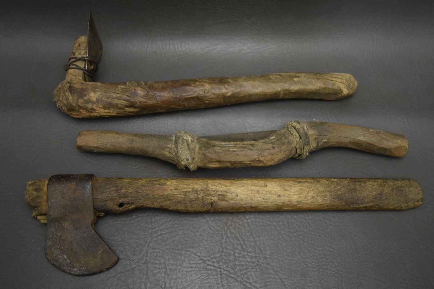 THREE ANTIQUE PRIMITIVE TOOLS