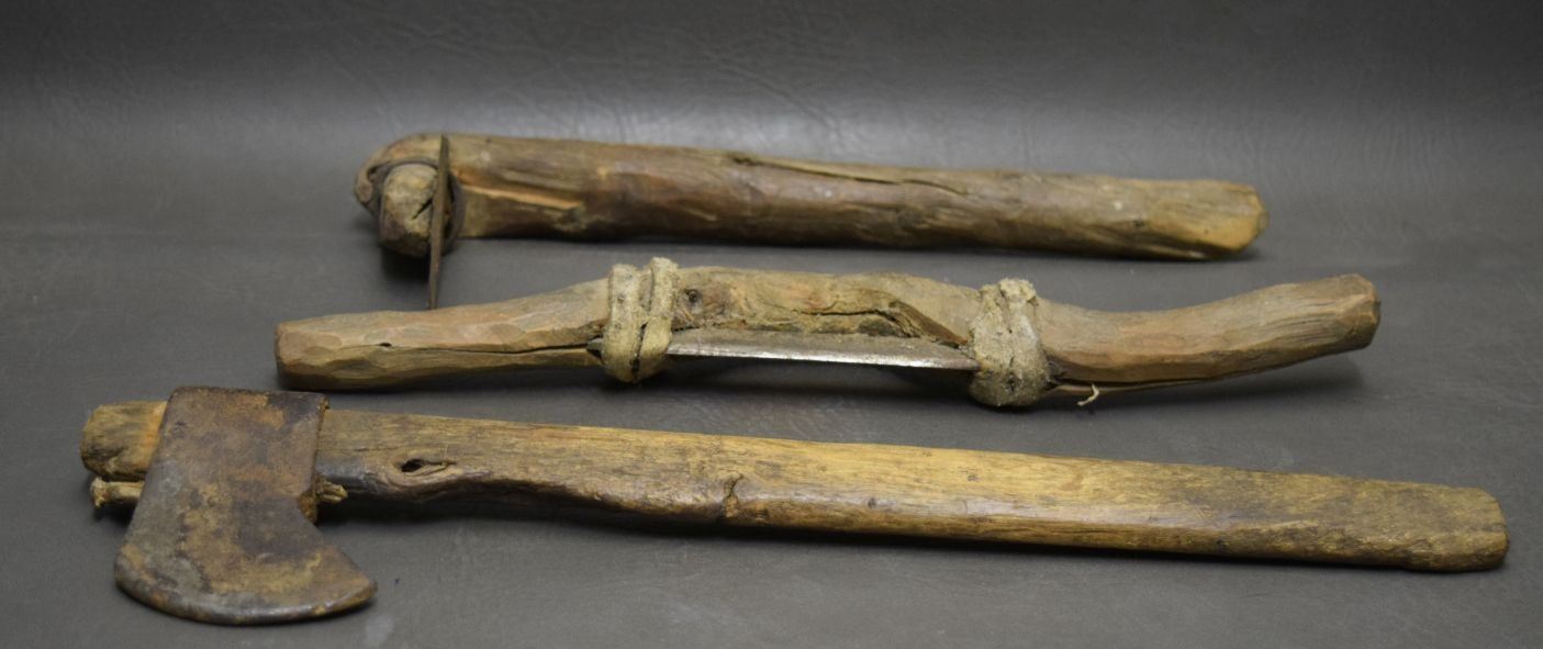 THREE ANTIQUE PRIMITIVE TOOLS