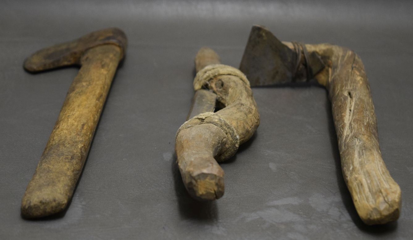 THREE ANTIQUE PRIMITIVE TOOLS