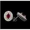 Image 2 : 14KT White Gold 2.07 ctw Ruby and Diamond Earrings