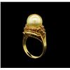 Image 4 : 14KT Yellow Gold Pearl and Diamond Ring