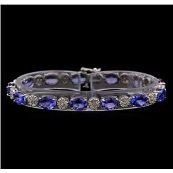 14KT White Gold 17.16 ctw Tanzanite and Diamond Bracelet