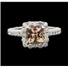 Image 2 : 1.72 ctw Morganite and Diamond Ring - 14KT White Gold