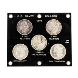 Set of (5) 1878 $1 Morgan Silver Dollar Coins - Assorted Variety