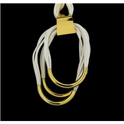 Multi Strand Leather Necklace - Gold Plated