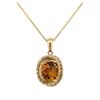 Image 2 : 3.39 ctw Citrine and Diamond Pendant with Chain - 14KT Yellow Gold