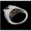 Image 3 : 5.47 ctw Tanzanite, Turquoise and Diamond Ring - 14KT White Gold