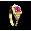 Image 4 : 1.99 ctw Pink Tourmaline and Diamond Ring - 18KT Yellow Gold