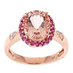 2.35 ctw Morganite, Pink Sapphire and Diamond Ring - 10KT Rose Gold