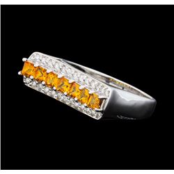 0.80 ctw Citrine and Diamond Ring - 14KT White Gold