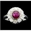 Image 2 : 1.00 ctw Ruby and Diamond Ring - 14KT White Gold