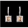 Image 1 : 2.74 ctw Morganite and Diamond Earrings - 14KT White Gold