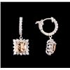 Image 2 : 2.74 ctw Morganite and Diamond Earrings - 14KT White Gold