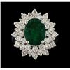 Image 2 : 4.04 ctw Emerald and Diamond Ring - 14KT White Gold