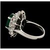 Image 3 : 4.04 ctw Emerald and Diamond Ring - 14KT White Gold