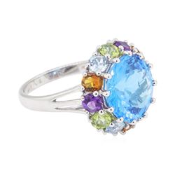 8.16 ctw Multi-Color Semi-Precious Gemstone Ring - 14KT White Gold