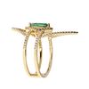 Image 1 : 0.47 ctw Emerald and Diamond Ring - 18KT Yellow Gold