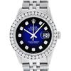 Image 1 : Rolex Mens Stainless Steel Blue Vignette 3 ctw Diamond Datejust Wristwatch