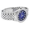 Image 3 : Rolex Mens Stainless Steel Blue Vignette 3 ctw Diamond Datejust Wristwatch