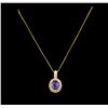 Image 2 : 14KT Yellow Gold 4.20 ctw Tanzanite and Diamond Pendant With Chain