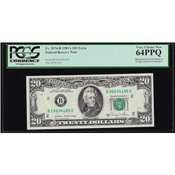 1981A $20 Federal Reserve Note Mismatched Serial Number ERROR PCGS Choice Unc. 6