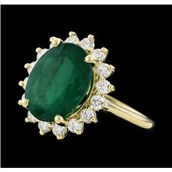 5.80 ctw Emerald and Diamond Ring - 14KT Yellow Gold