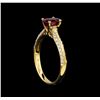 Image 4 : 14KT Yellow Gold 0.85 ctw Rubellite and Diamond Ring