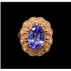 Image 2 : 14KT Rose Gold 5.34 ctw Tanzanite and Diamond Ring