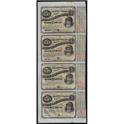 Uncut Sheet of (4) State of Louisiana Baby Bond Obsolete Notes