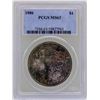 Image 1 : 1886 $1 Morgan Silver Dollar Coin PCGS MS63 Amazing Toning