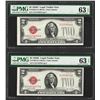 Image 1 : Lot of (2) 1928G $2 Legal Tender Notes Fr.1508 PMG Choice Uncirculated 63EPQ