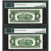 Image 2 : Lot of (2) 1928G $2 Legal Tender Notes Fr.1508 PMG Choice Uncirculated 63EPQ