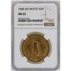 Image 1 : 1908 No Motto $20 St. Gaudens Double Eagle Gold Coin NGC MS63