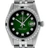 Image 1 : Rolex Men's Stainless Steel 36mm Green Vignette Diamond Datejust Wristwatch
