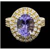 Image 1 : 14KT Yellow Gold 4.20 ctw Tanzanite and Diamond Ring