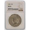 Image 1 : 1925 $1 Peace Silver Dollar Coin NGC MS65