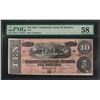 Image 1 : 1864 $10 Confederate States of America Note T-68 PMG Choice About Uncirculated 5