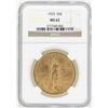 Image 1 : 1923 $20 St. Gaudens Double Eagle Gold Coin NGC MS62