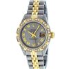 Image 2 : Rolex Ladies Two Tone 14K Gray & Pyramid Diamond Datejust Wristwatch