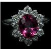 Image 1 : 14KT White Gold 3.70 ctw Oval Cut Pink Tourmaline and Diamond Band Ring