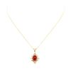 Image 2 : 14KT Yellow Gold 3.15 ctw Coral and Diamond Pendant with Chain