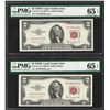 Image 1 : Lot of (2) 1953B $2 Legal Tender Notes Fr.1511 PMG Gem Uncirculated 65EPQ