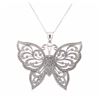 Image 1 : 14KT White Gold Butterfly Filigree Pendant with Chain