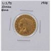 1908 $5 Indian Head Half Eagle Gold Coin