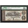 Image 1 : 1863 $5 Confederate States of America Note T-60 PMG About Uncirculated 55